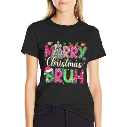 Bruh Christmas Kids Xmas Menn Boys Funny Christmas  Polyester Blend T-Shirt