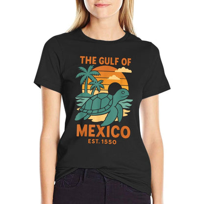 The Gulf of Mexico Est 1550 Turtle Not US America Retro Vint  Oversized Silhouette T-Shirt