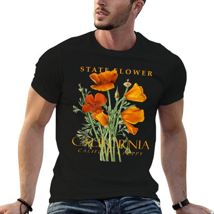 California Territory Flower The Poppy  Fade-proof Color T-Shirt