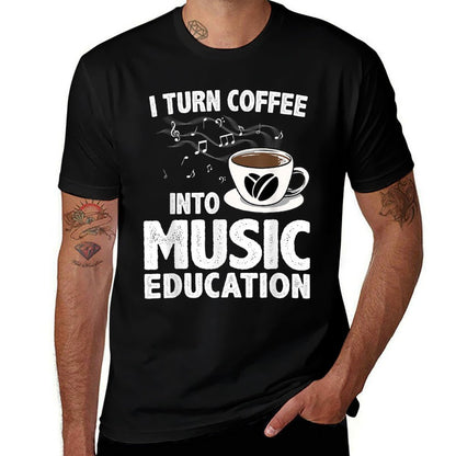 Funny Music Teacher Art For Women Men Musician Coffee Lover  Summer-ready Fabric T-Shirt
