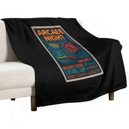 Arcade Night Leveling Up in Silence Quick-dry Throw Blanket