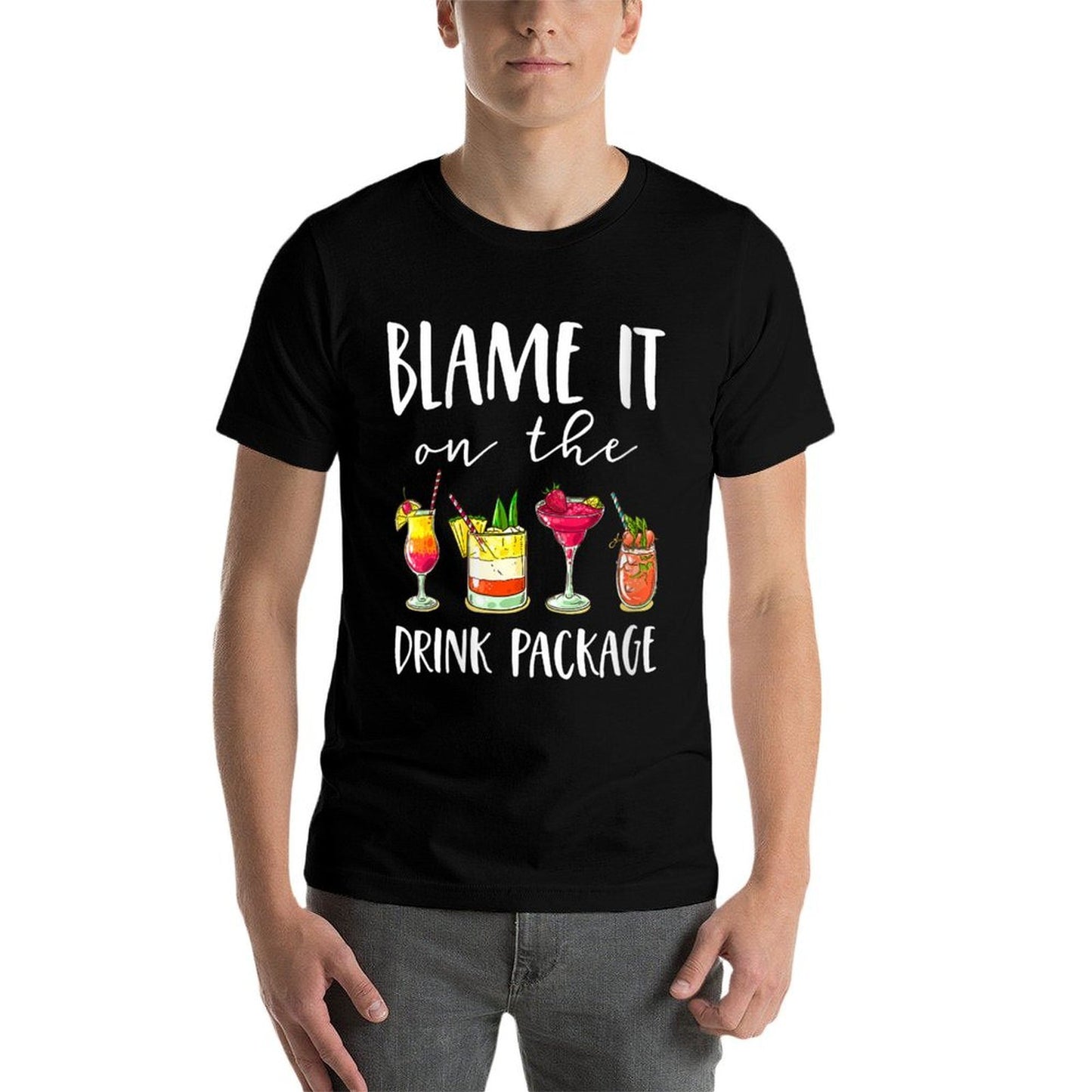 Womens Funny Cruise Gifts Blame It On The Drink Package  Heathered Texture T-Shirt