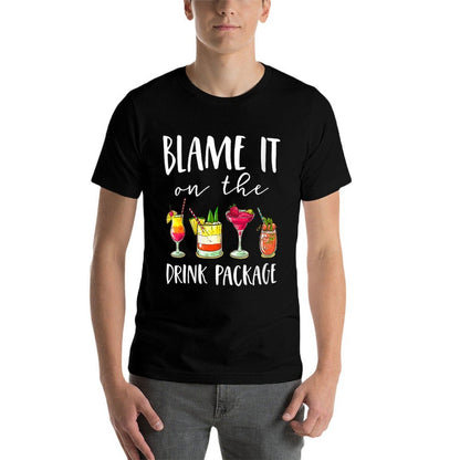 Womens Funny Cruise Gifts Blame It On The Drink Package  Heathered Texture T-Shirt
