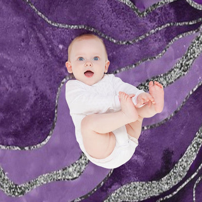 Purple Marble Agate Silver Glam #1 (Photo of Glitter Only - Not Reflective) Sustainable Throw Blanket