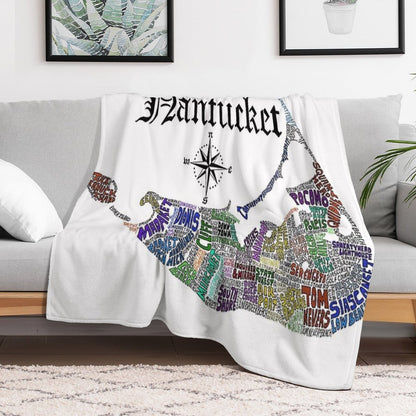 Nantucket Word Map Easy Care Throw Blanket