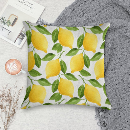 Watercolor Lemon Pattern Soft Anti-Pilling Throw Pillow