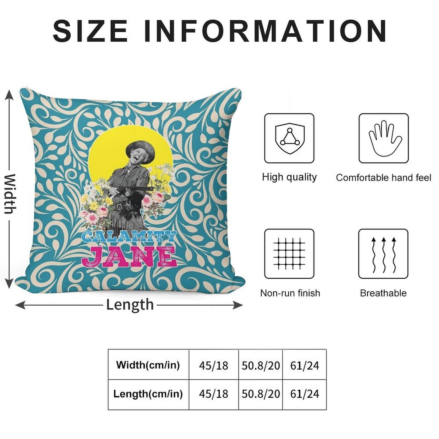 Calamity Jane, Film, 50s Soft Fade-Resistant Throw Pillow