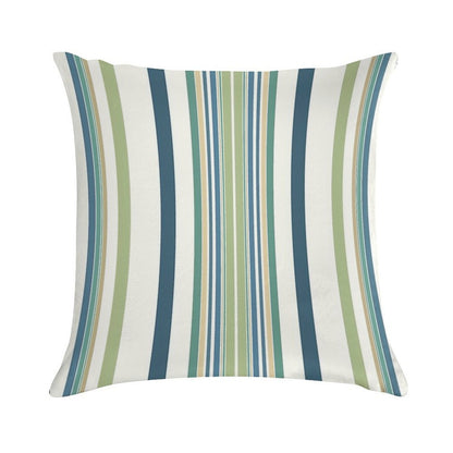 Light Green Navy Blue Stripes Soft Anti-Pilling Throw Pillow