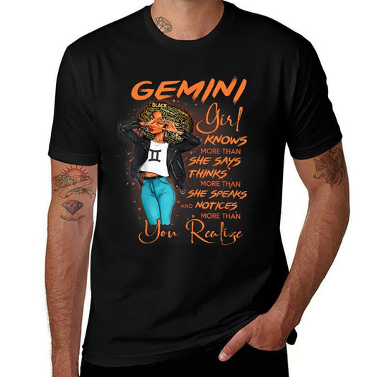 Gemini Girl Knows More Than She Says For Black Women  Polyester Blend T-Shirt