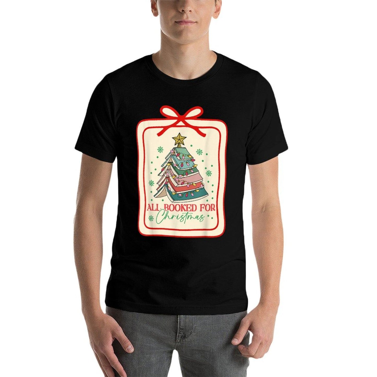 All Booked for Christmas Coquette Bow Tree Lights Christmas  Classic T-Shirt
