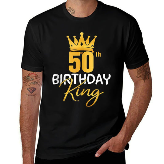 50th Birthday King Gold Crown For Boys And Men  Stretchy T-Shirt