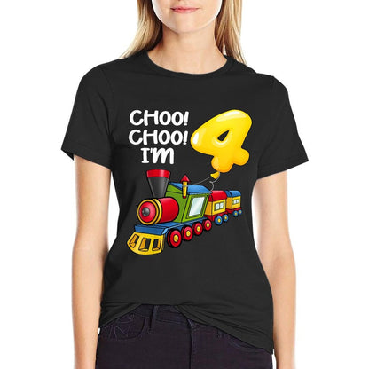 Choo Choo I'm 4 Years Old Locomotive Boys Train 4th Birthday  Classic T-Shirt