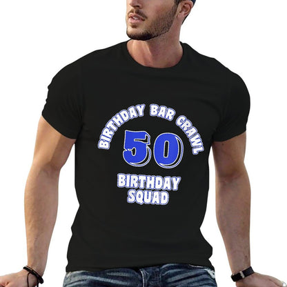 Womens 50th Birthday, Birthday Bar Crawl, Birthday Squad  Polyester Blend T-Shirt