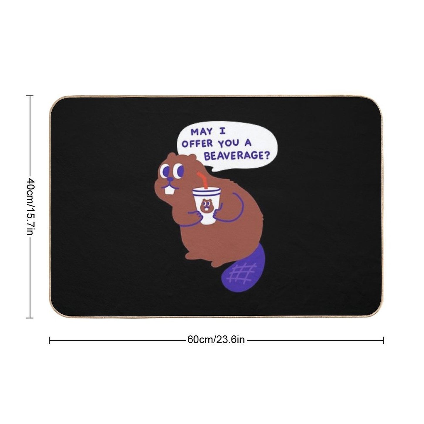 Beaver Offers A Beverage  Non-Slip Bath Mat