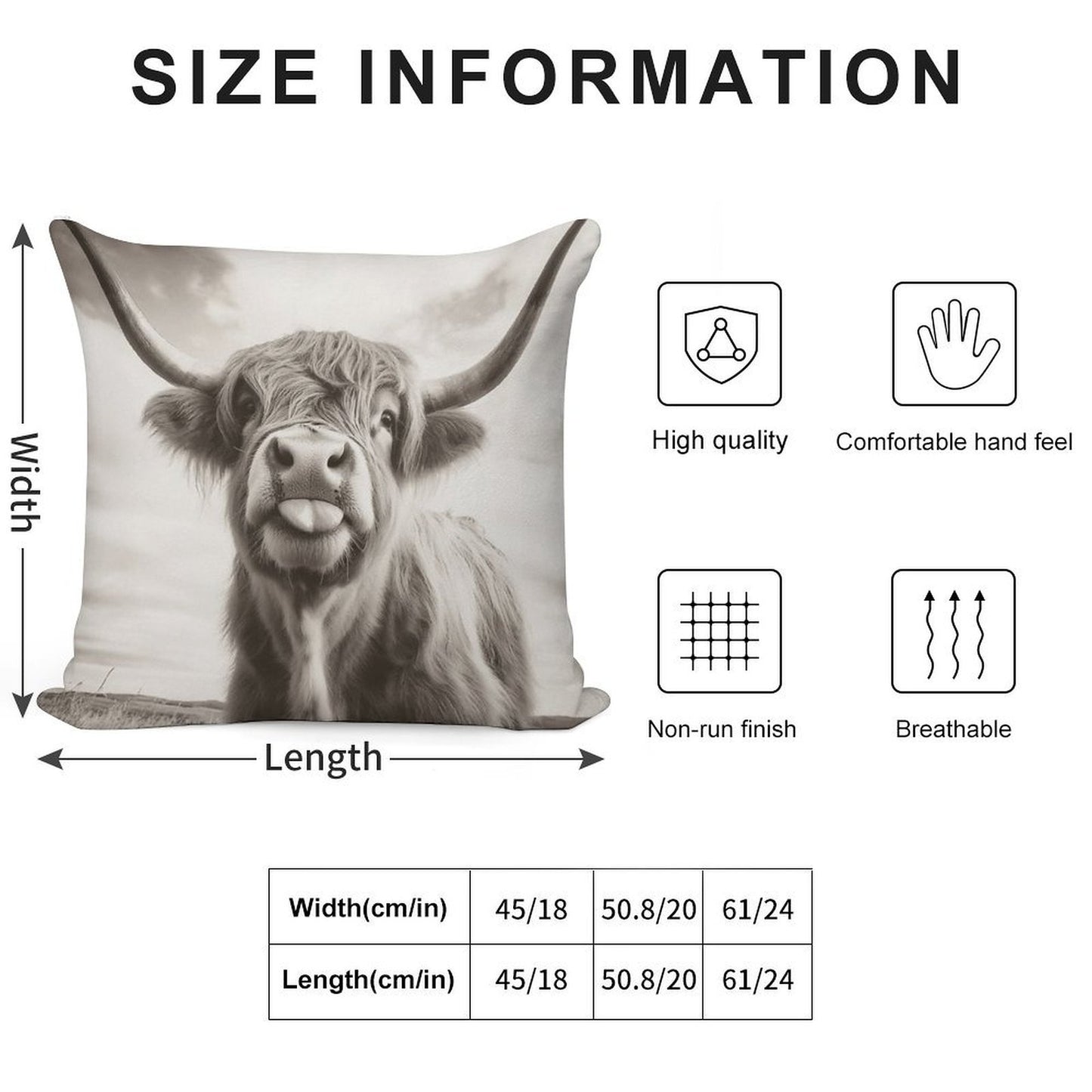 Cheeky Highland Cow Soft Warmth Comfort Throw Pillow