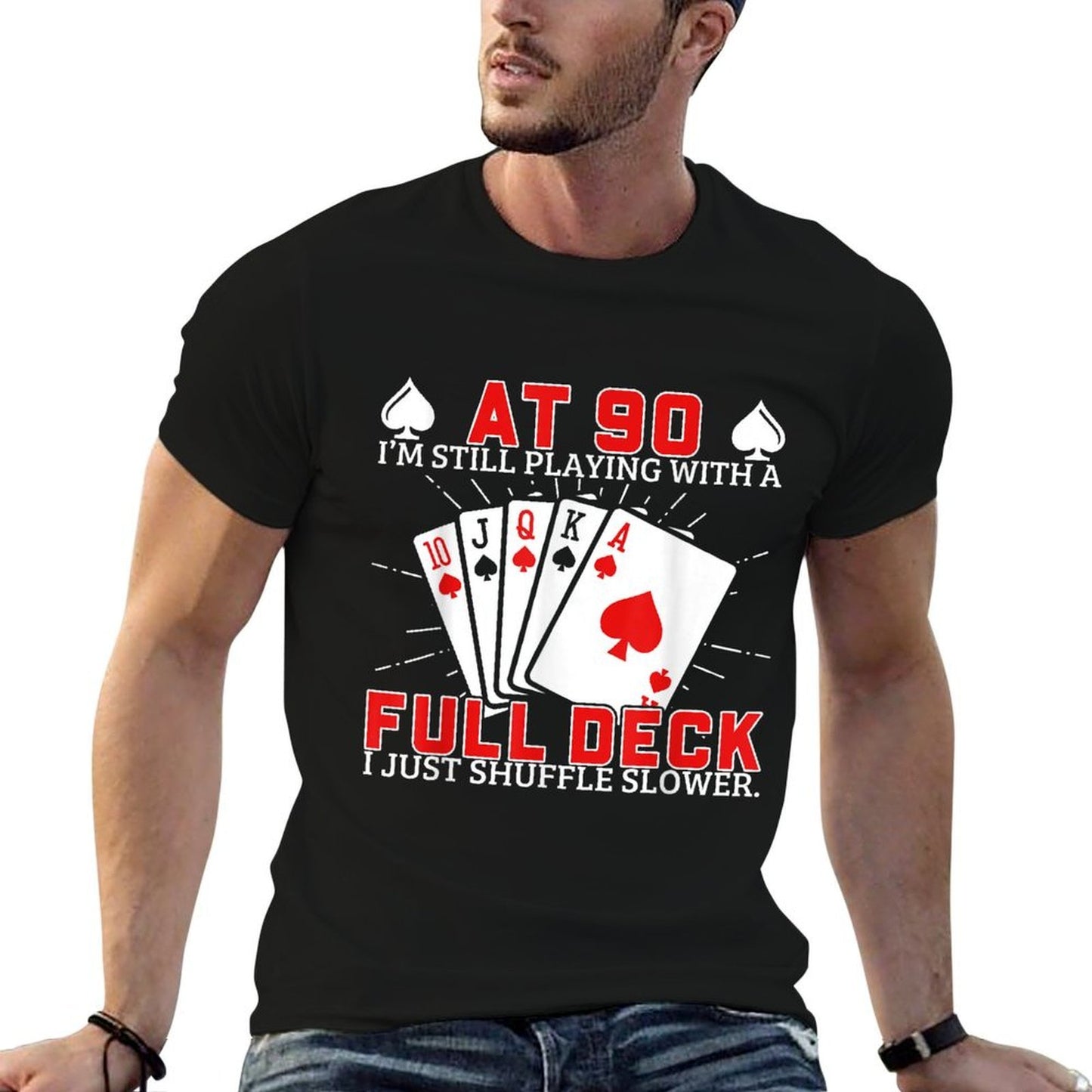 Funny 90Th Birthday Idea For Poker Enthusiasts  Moisture-wicking T-Shirt