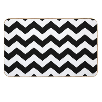 Black And White ZIG-ZAG  Easy To Clean Bath Mat