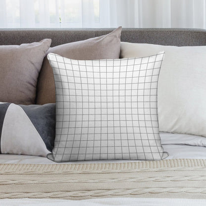 Grid White Gray Soft Decorative Cover Throw Pillow