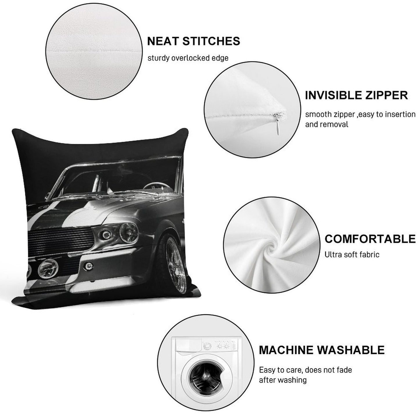 1967 Ford Mustang Shelby GT 500 Soft Luxury Feel Throw Pillow