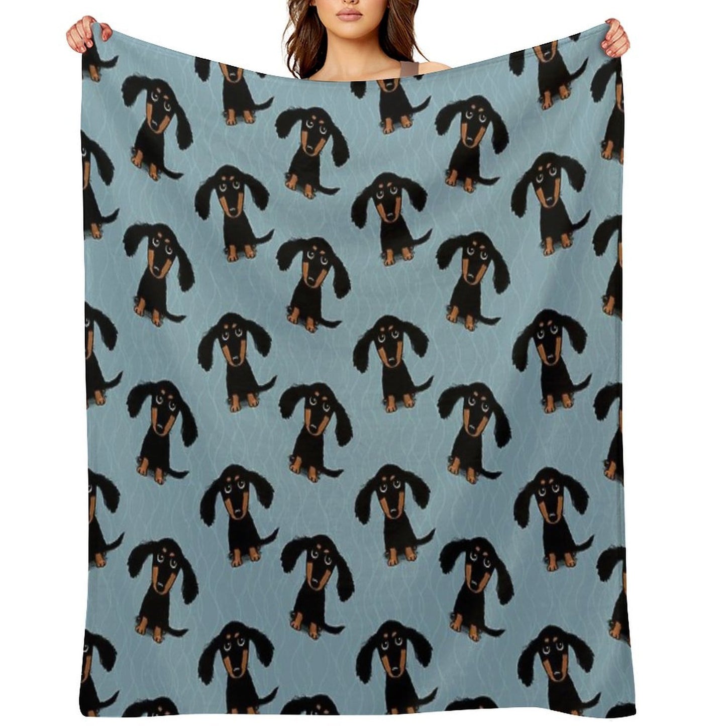 Longhaired Dachshund Black And Tan Puppy Dog Wrinkle-free Throw Blanket