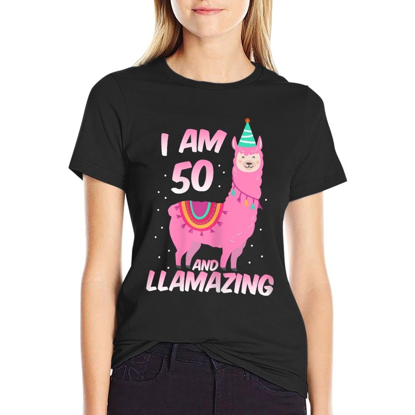 I Am 50 Years Old And Llamazing Llama 50th Birthday  Moisture-wicking T-Shirt