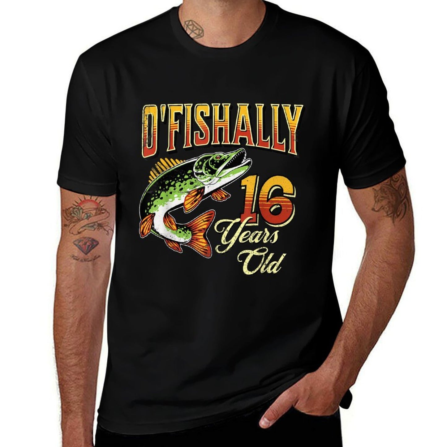 O'Fishally 16 Years Old Fishing Themed 16th Birthday Fish  Moisture-wicking T-Shirt