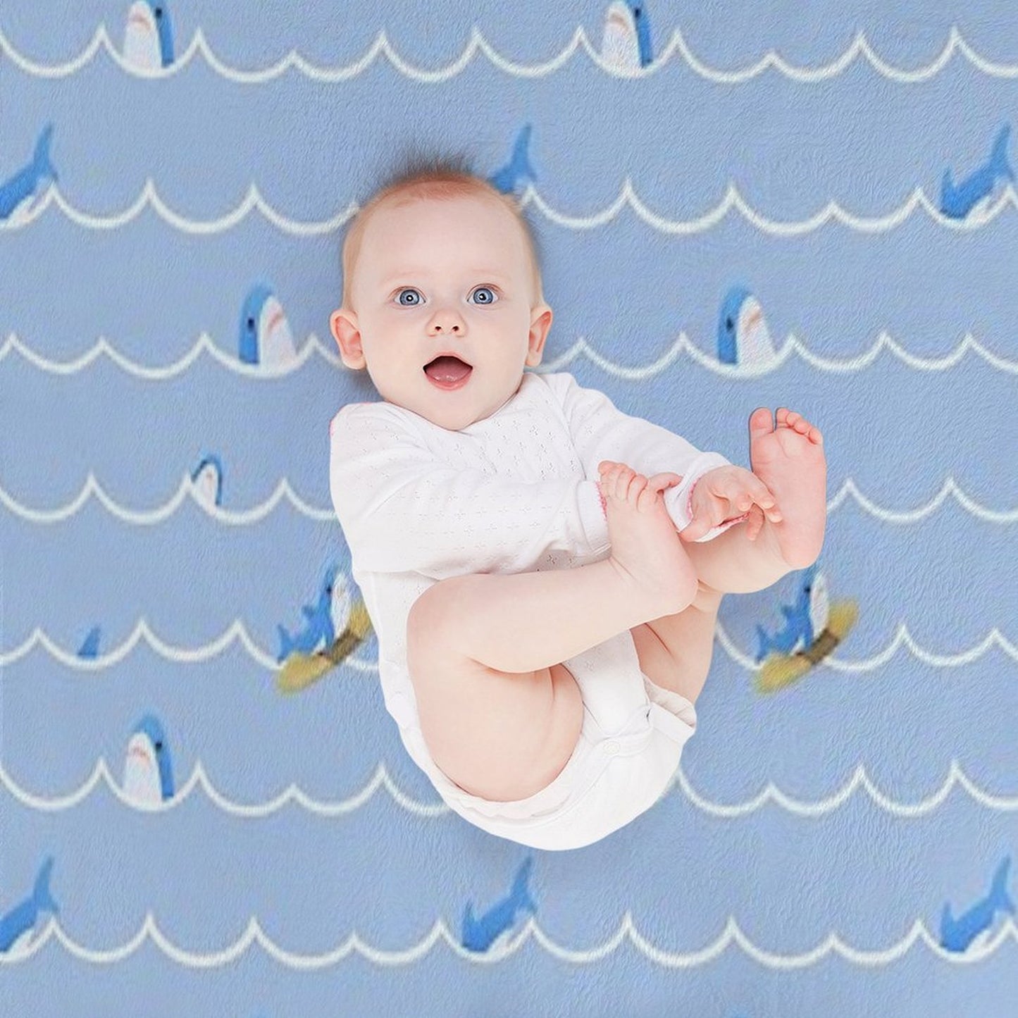Brucie Blahaj Shark Riding The Wave Pattern Durable Throw Blanket