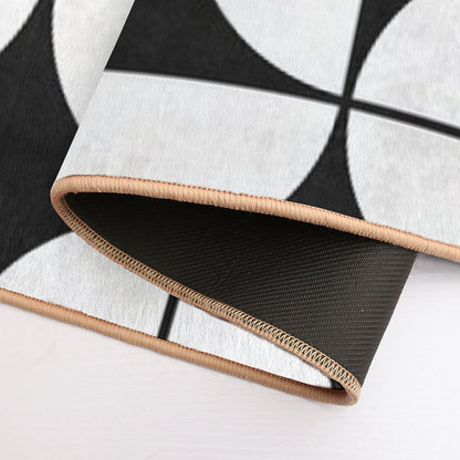 Mid-Century Modern Pattern No.2 - Black And White Concrete  Non-Slip Bath Mat