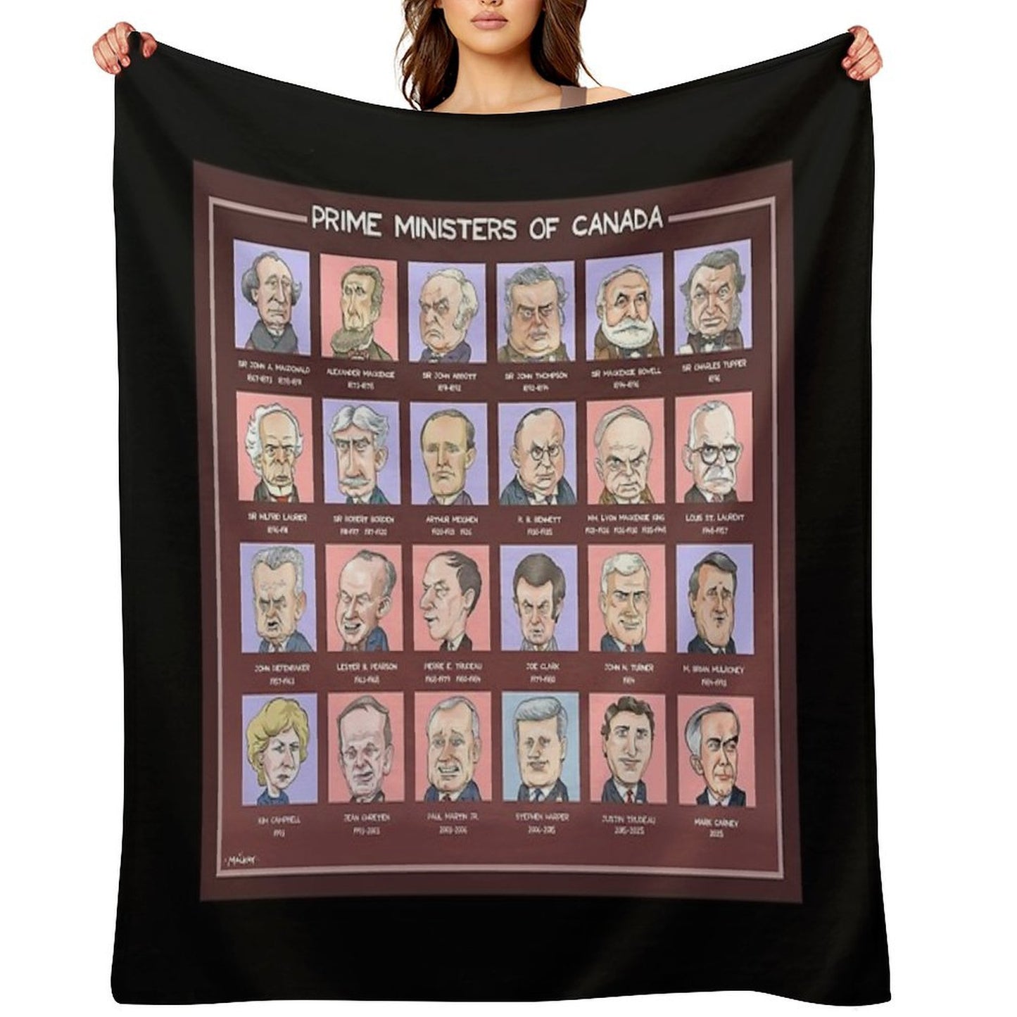 Canada's Prime Ministers (updated 2025) Easy Care Throw Blanket