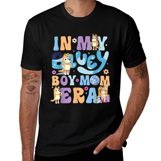In My Blue Dog Boy Mom Era, Front  Trendy Pattern T-Shirt