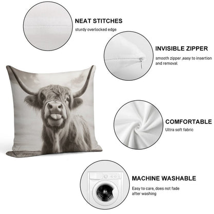 Cheeky Highland Cow Soft Warmth Comfort Throw Pillow