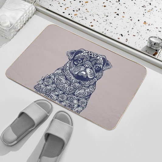 Mandala of Pug  Repositionable Bath Mat