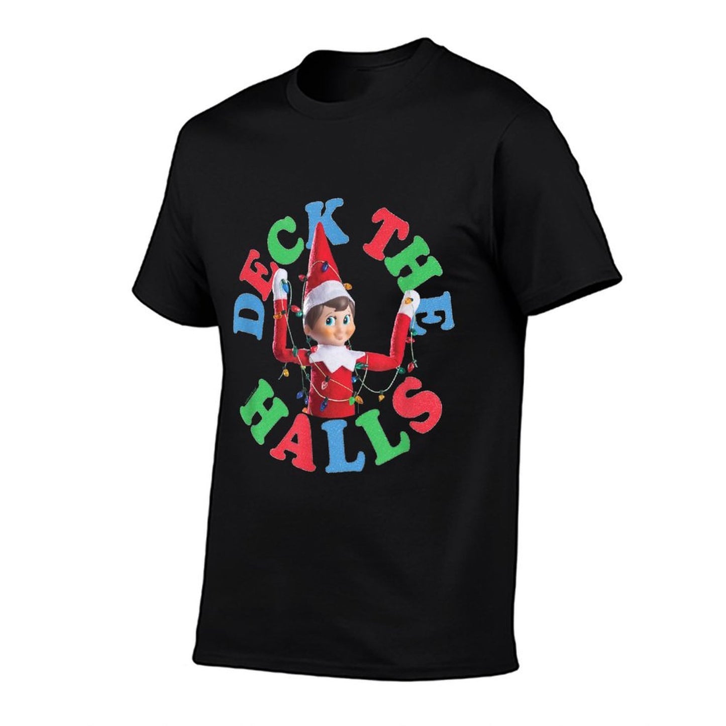 Elf on The Shelf Christmas Deck The Halls Holiday Lights  Oversized Silhouette T-Shirt