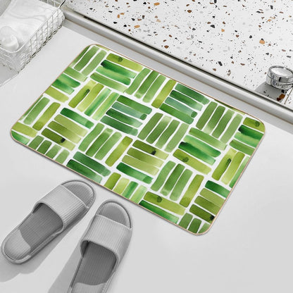 Geometric Pattern Green Minimalist Abstract Design  Stain-Proof Bath Mat