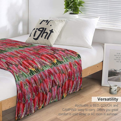 Parrot Tulips Floral Design Travel-friendly Throw Blanket