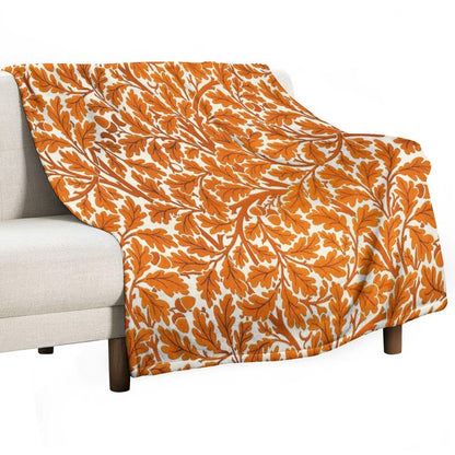 William Morris Oak Leaves, Rust Orange And Cream Gift-ready Throw Blanket