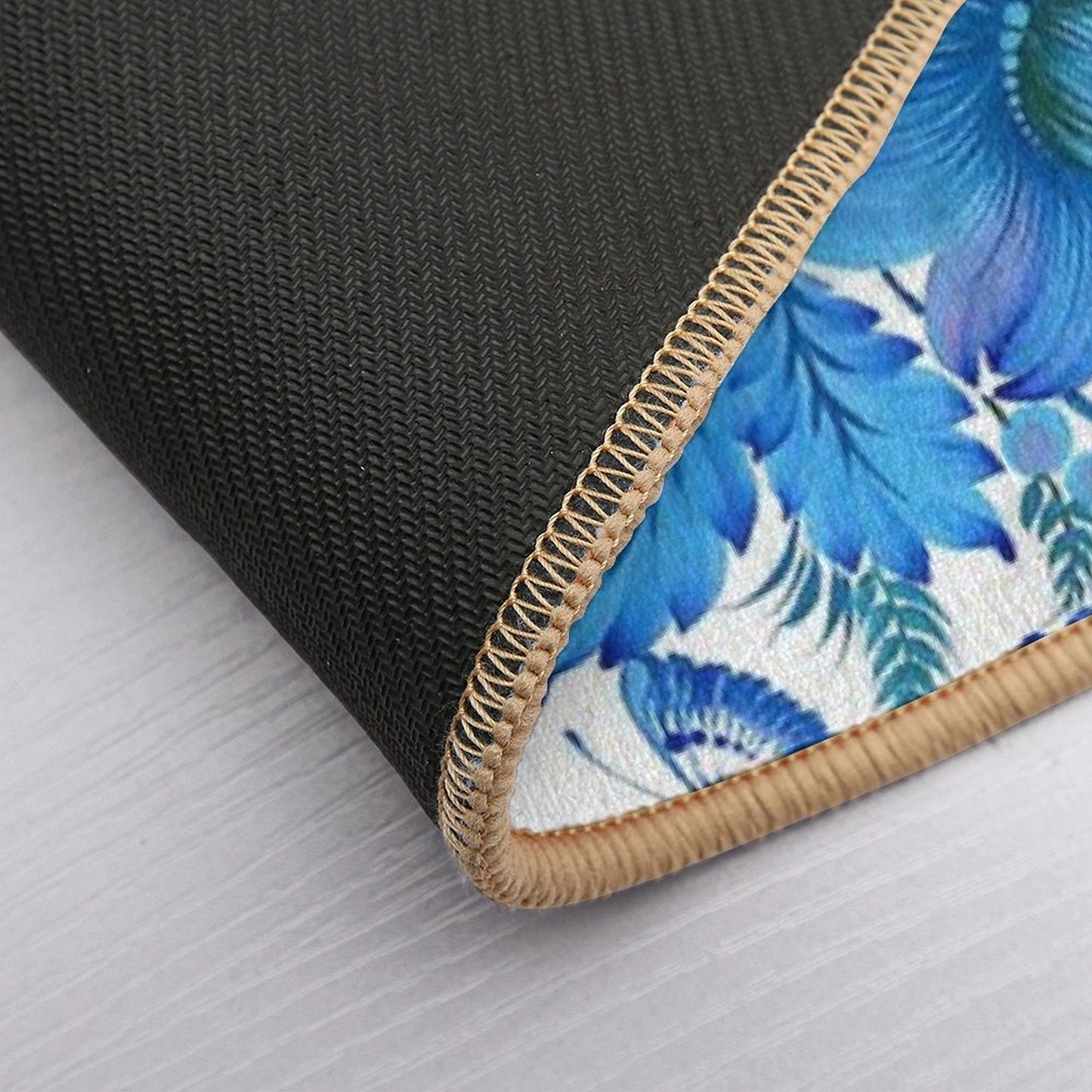 Blue Harmony – Petrykivka Floral Art  Easy To Clean Bath Mat