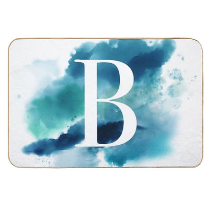 Blue Watercolour Monogram B Letter  Odorless Bath Mat