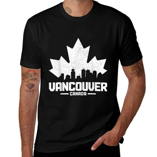 Vancouver BC Canada Maple Leaf Canadian Skyline  Durable T-Shirt