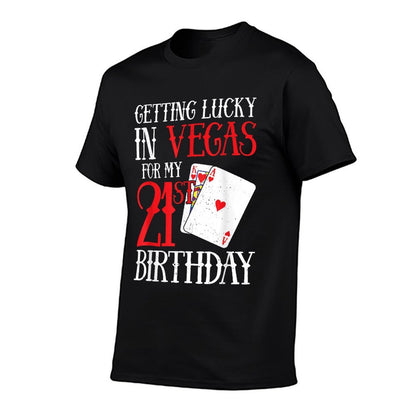 Getting Lucky in Las Vegas - Finally 21 - 21st Birthday  Ribbed Collar T-Shirt
