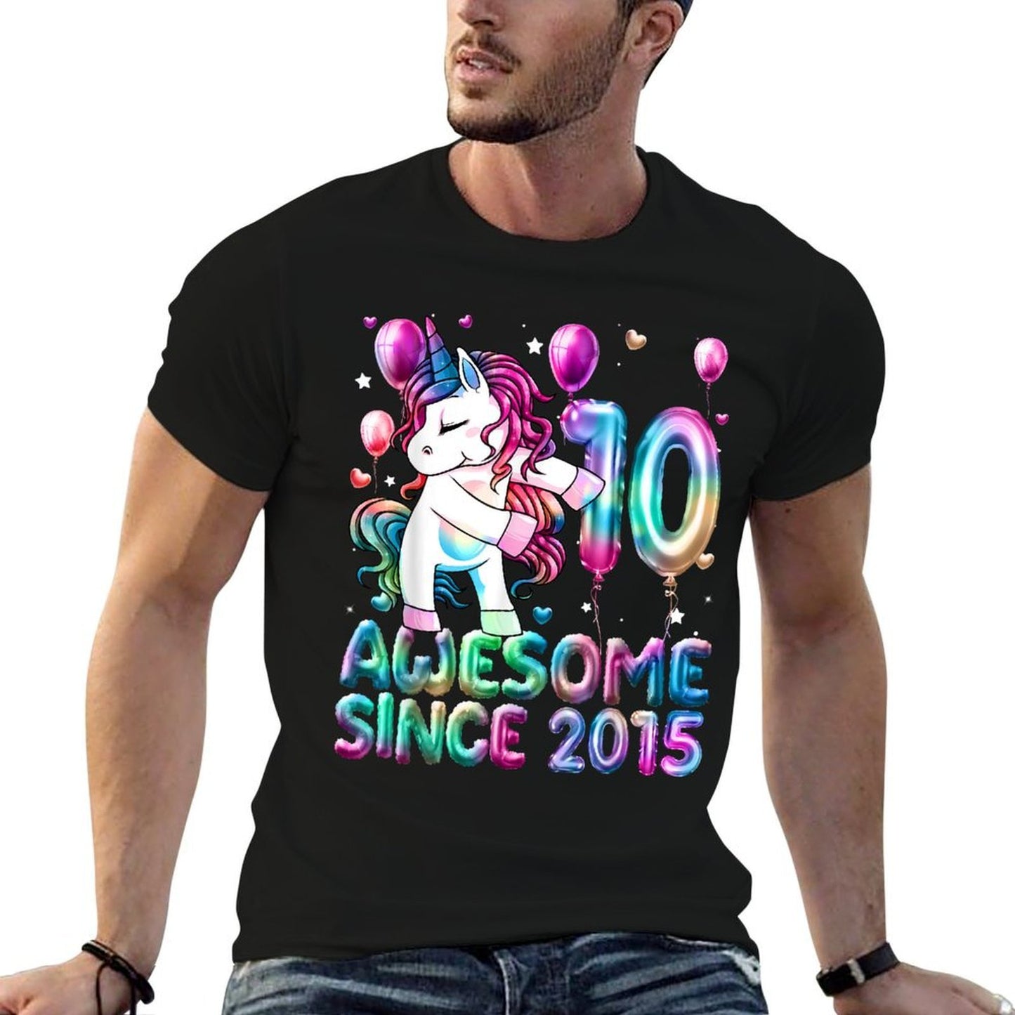 Flossing Unicorn 10 Year Old 10th Birthday Girl Unicorn  Wrinkle-resistant T-Shirt