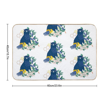 A Naughty Bear Eats Blueberries  Repositionable Bath Mat