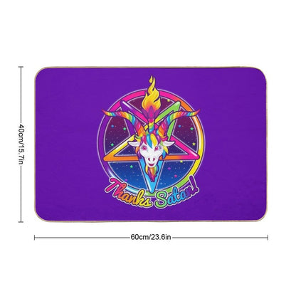 1997 Neon Rainbow Thanks Satan Baphomet Pentagram Sigil  Non-Slip Bath Mat