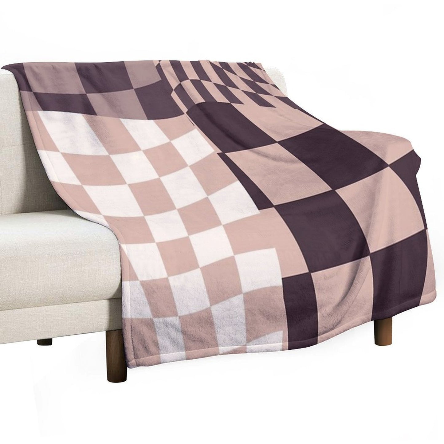 Checkerboard Pattern, Pink, Wavy Easy Care Throw Blanket
