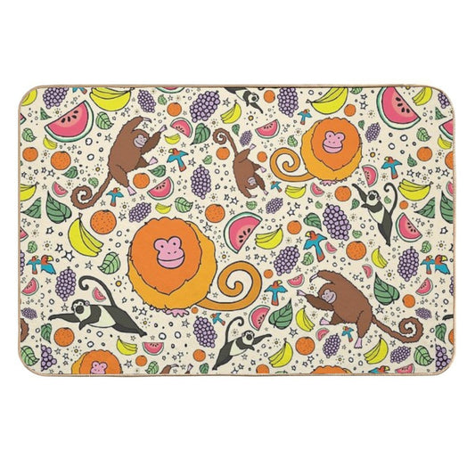 Monkeys And Fruit  Stain-Proof Bath Mat