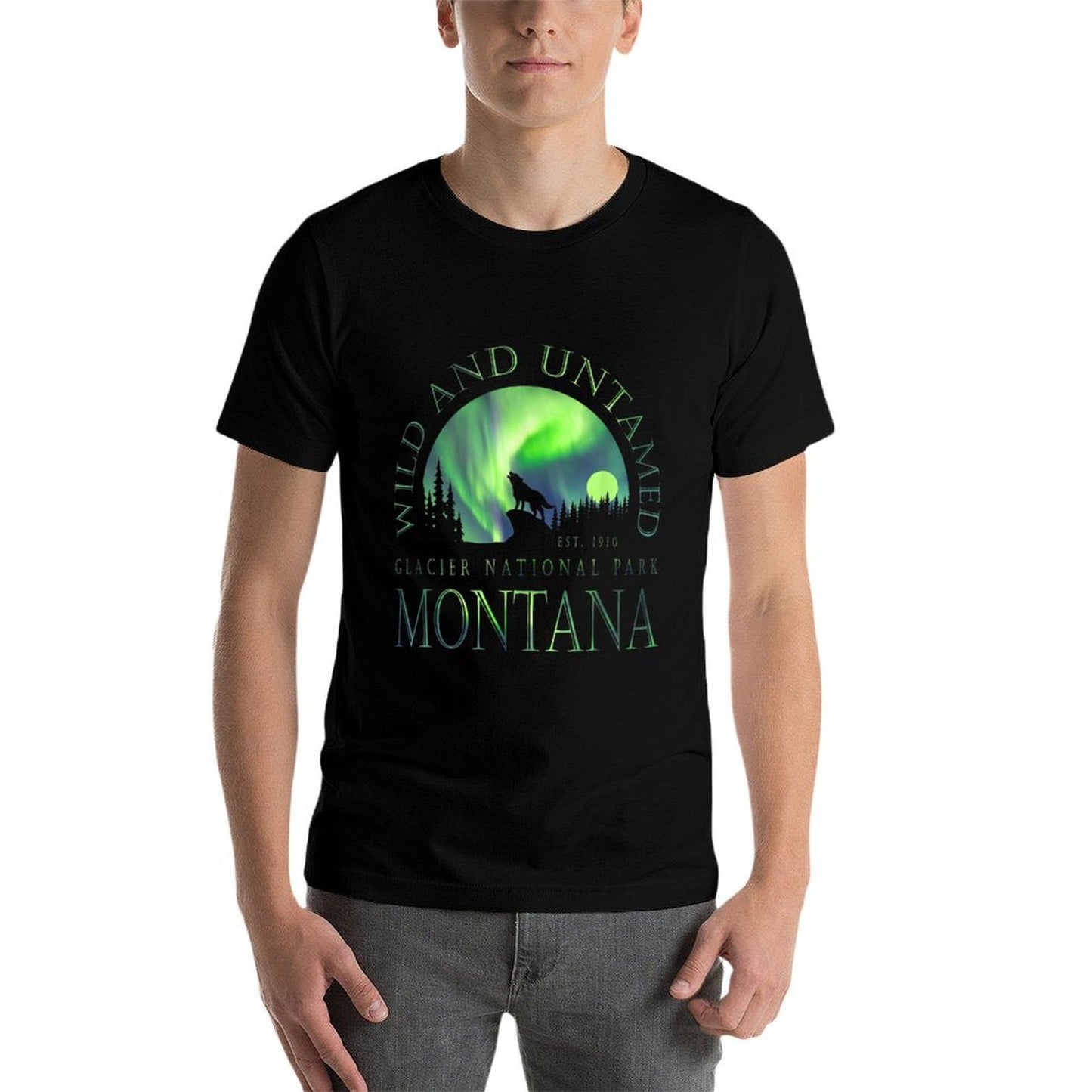 Montana - Glacier National Park - Northern Lights  Wrinkle-resistant T-Shirt