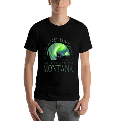 Montana - Glacier National Park - Northern Lights  Wrinkle-resistant T-Shirt