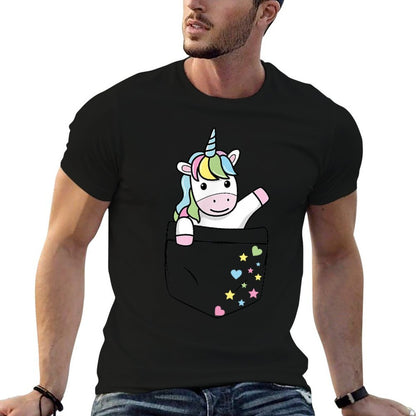 Cute Unicorn in My Pocket Colorful Pastel Magical Stars Gift  Graphic-printed T-Shirt