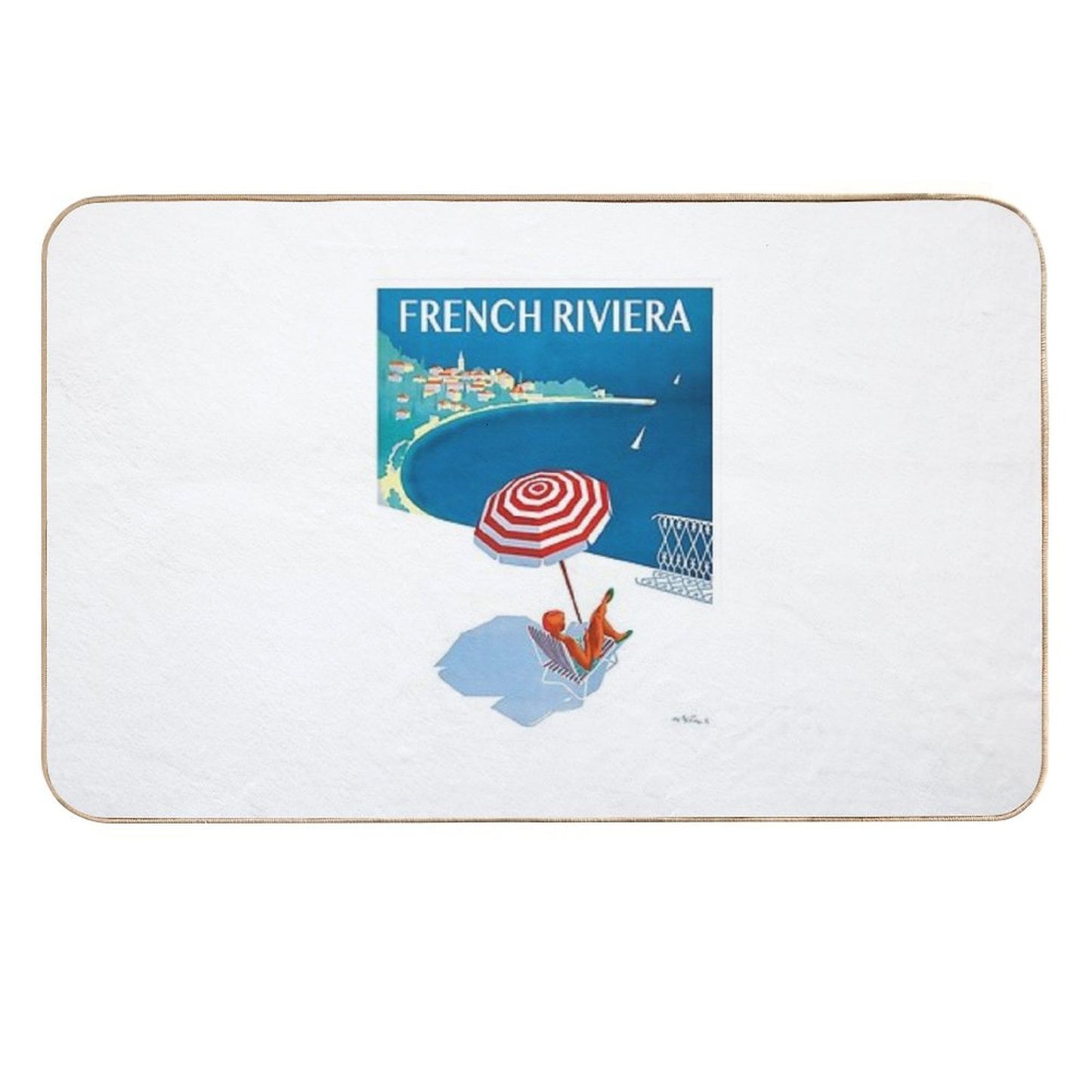 1954 French Riviera Travel Poster  Eco-Friendly Bath Mat