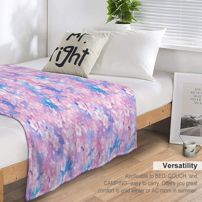 Anime Flowers Composition, Floral Theme, Seamless Pattern All-season Throw Blanket